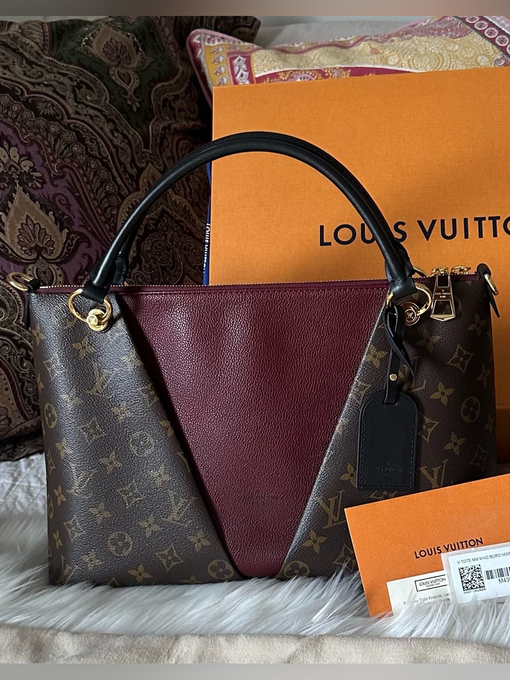 New Louis Vuitton V Tote - Bordeaux Monogram Brand New